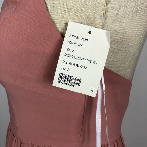 DESSY COLLECTION Desert Rose Spaghetti Strap Maxi Gown Chiffon Size 2 NWT - Picture 7 of 8